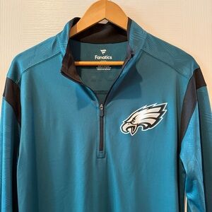 Fanatics Eagles NFL Men's Green Lightweight Quarter-Zip Pullover Jacket NWOT NEW